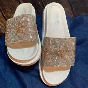 Catherine Malandrino Sparkle thick slides